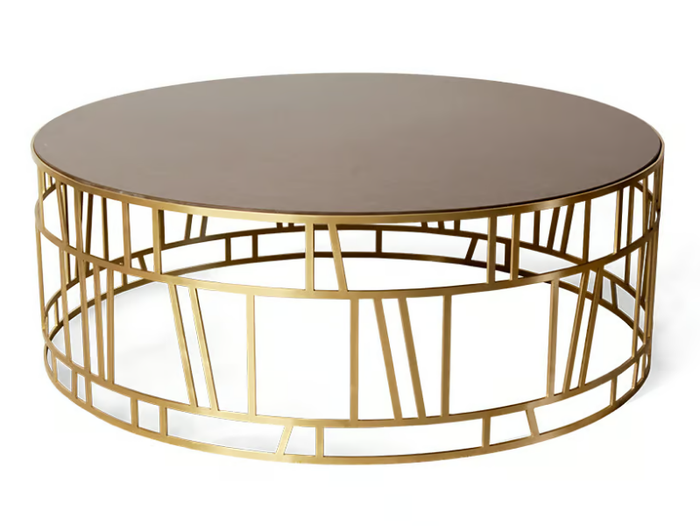 KINVER - Low round brass and quartz coffee table _ JOSÉ LEITE DE CASTRO